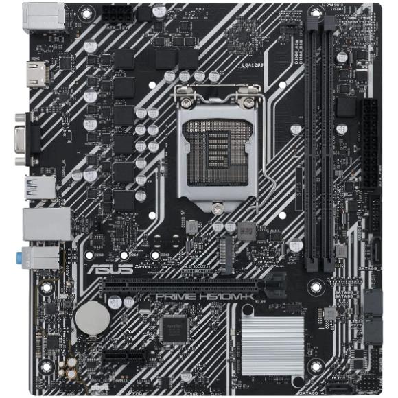 ASUS PRIME H510M K LGA 1200 Micro ATX Motherboard PCIe 4.0, 32Gbps M.2 slot, Intel 1 Gb Ethernet, HDMI, D Sub, USB 3.2 Gen 1 Type A, SATA 6 Gbps, COM header, 90MB17N0 M0EAY0