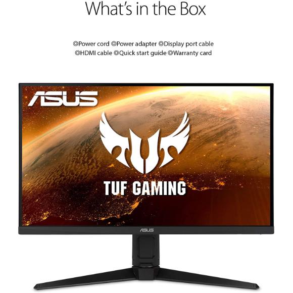 ASUS TUF Gaming 27" 2K Monitor (VG27AQL1A) - WQHD (2560 x 1440), IPS, 170Hz (Supports 144Hz), 1ms, Extreme Low Motion Blur, DisplayHDR, Speaker, G-SYNC Compatible, VESA Mountable, DisplayPort, HDMI