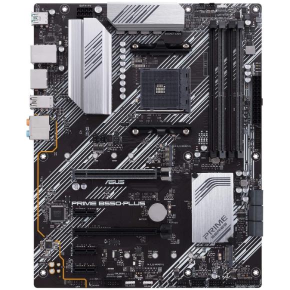 ASUS Prime B550-PLUS AMD AM4 Zen 3 Ryzen 5000 & 3rd Gen Ryzen ATX Motherboard (PCIe 4.0, ECC Memory, 1Gb LAN, HDMI 2.1, DisPlayPort 1.2 (4K@60HZ), Addressable Gen 2 RGB Header and Aura Sync)