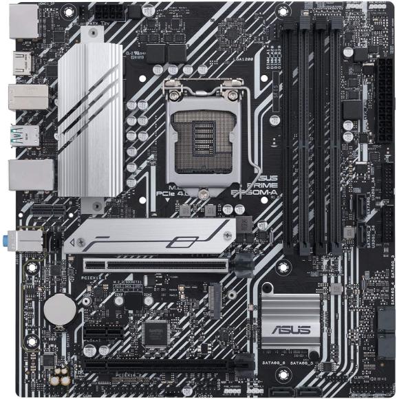 ASUS Prime B560M-A LGA 1200 (Intel 11th/10th Gen) micro ATX motherboard (PCIe 4.0,2x M.2 slots, 8 power stages, 1 Gb LAN, DP, dual HDMI,USB 3.2 Gen 2 Type-C,V-M.2-Key E slot for Wi-Fi,Aura Sync RGB)