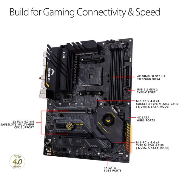 ASUS TUF Gaming X570-PRO (WiFi 6) AM4 Zen 3 Ryzen 5000 & 3rd Gen Ryzen ATX Motherboard
