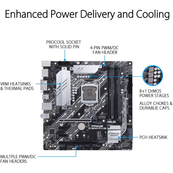 ASUS Prime Z490M-PLUS LGA 1200 (Intel 10th Gen) Z490 Micro ATX Motherboard (Dual M.2, DDR4 4600, 1 Gb Ethernet, USB 3.2 Gen 2 USB Type-A, Thunderbolt 3 Support, Aura Sync RGB)