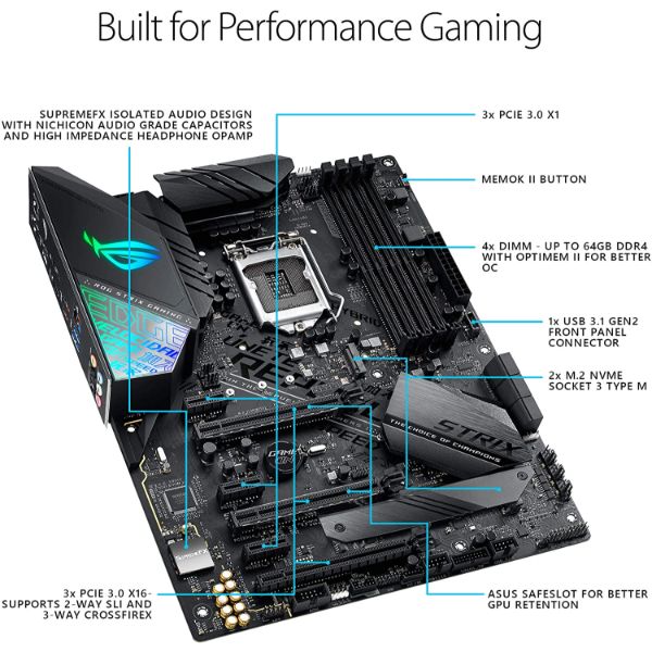 ASUS ROG Strix Z390-F Gaming Motherboard LGA1151 (Intel 8th and 9th Gen) ATX DDR4 DP HDMI M.2 USB 3.1 Gen2 Gigabit LAN