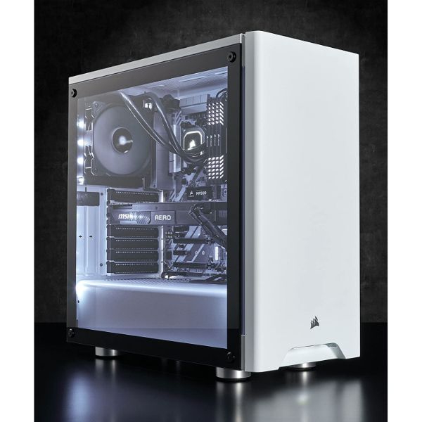 Corsair CARBIDE 275R Mid-Tower Gaming Case, Tempered Glass- White