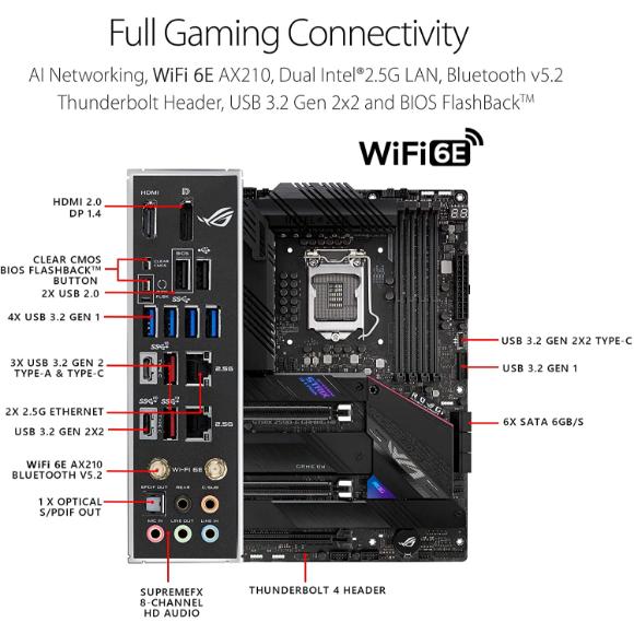 ASUS ROG Strix Z590-E Gaming WiFi 6E LGA 1200 (Intel 11th/10th Gen) ATX Gaming Motherboard