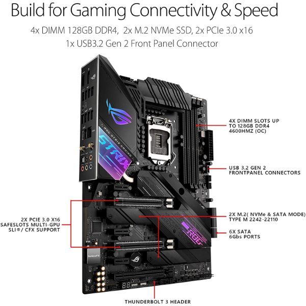 ASUS ROG STRIX Z490-E GAMING LGA 1200 (Intel 10th Gen) Intel Z490 (WiFi 6) SATA 6Gb/s ATX Intel Motherboard