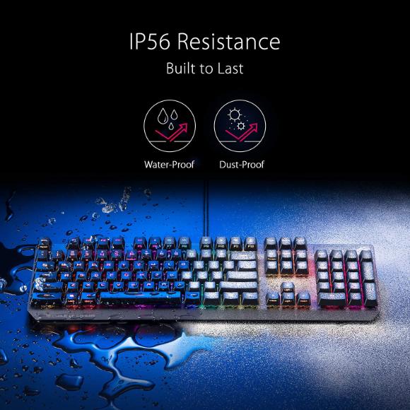 ASUS Mechanical Gaming Keyboard - ROG Strix Scope RX | Red Optical Mechanical Switches | USB 2.0 Passthrough | 2X Wider Ctrl Key for Greater FPS Precision | Aura Sync, Armoury Crate RGB Lighting