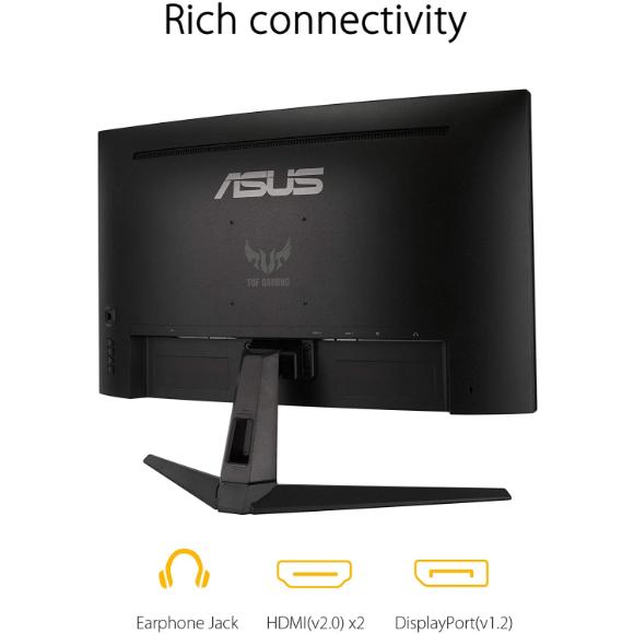 ASUS TUF Gaming 27" 2K HDR Curved Monitor (VG27WQ1B) - WQHD (2560 x 1440), 165Hz (Supports 144Hz), 1ms, Extreme Low Motion Blur, Speaker, FreeSync Premium, VESA Mountable, DisplayPort, HDMI , BLACK