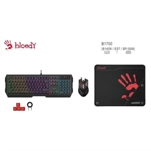Bloody B1700 NEON Gaming Desktop Keyboard Mouse - Black