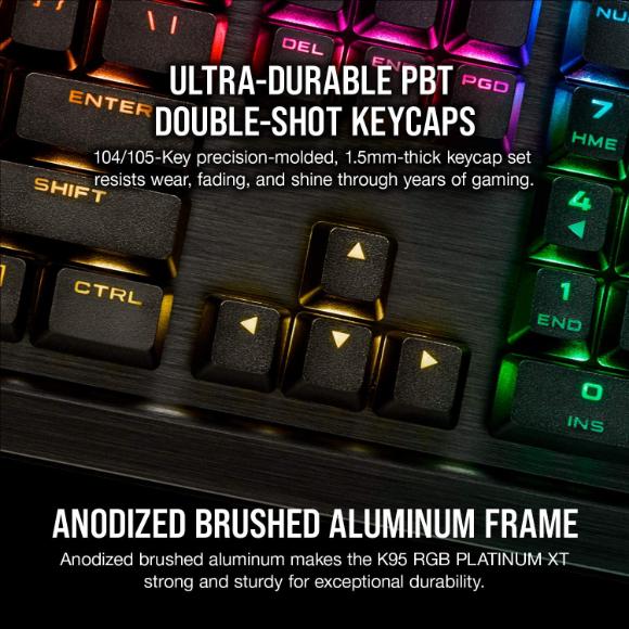 Corsair K95 RGB Platinum XT Mechanical Gaming Keyboard, Backlit RGB LED, Cherry MX RGB Blue, Black