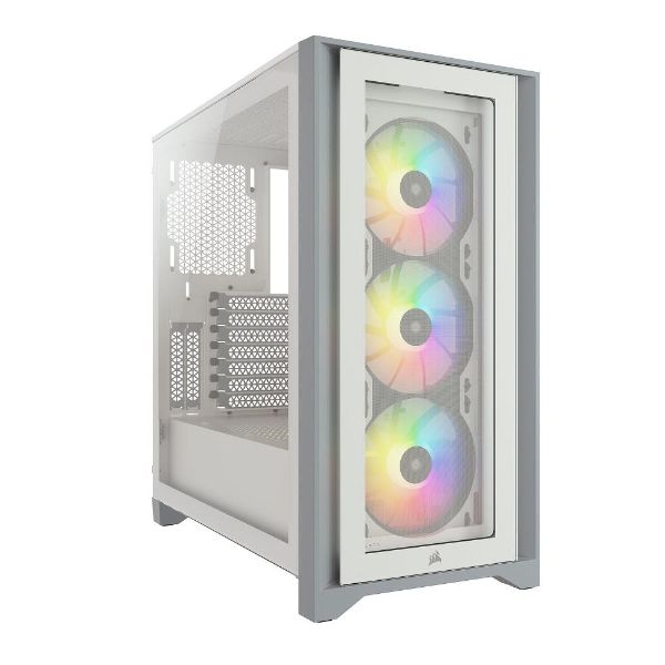 Corsair iCUE 4000X RGB Tempered Glass Mid-Tower ATX Case – White