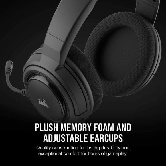 Corsair HS45-7.1 Virtual Surround Sound Gaming Headset w/USB DAC - Memory Foam Earcups - Discord Certified - Works with PC, Xbox Series X, Xbox Series S, PS5, PS4, Nintendo Switch - Carbon
