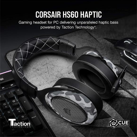 Corsair HS60 Haptic Stereo Gaming Headset with Haptic Bass - Arctic Camo