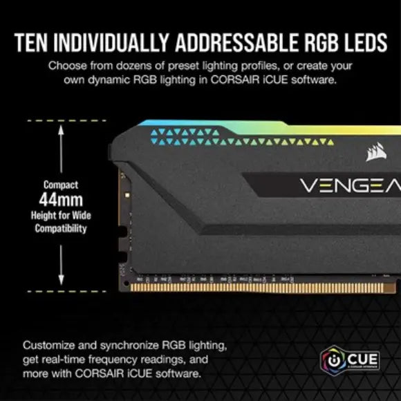 Corsair Vengeance RGB Pro SL 32GB (2x16GB) DDR4 3600MHz Desktop Memory – Black