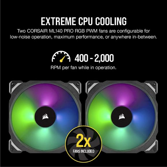 Corsair H115i RGB Platinum AIO Liquid CPU Cooler,280mm,Dual ML140 PRO RGB PWM Fans,Intel 115x/2066,AMD AM4/TR4