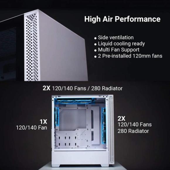 Lian Li LANCOOL 205 (Black) Mid-Tower Chassis ATX Computer Case PC Gaming Case w/Tempered Glass Side Panel, Magnetic Dust Filter,Water-Cooling Ready, Side Ventilation and 2x120mm Fan Pre-Installed
