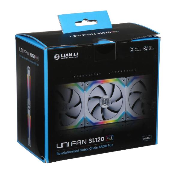 Lian Li UNI SL120 120mm RGB Triple Pack Cooling Fan (White)