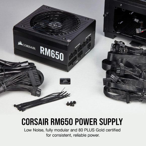 Corsair RM Series, RM650, 650 Watt, 80+ Gold Certified, Fully Modular Power Supply, Microsoft Modern Standby (CP-9020194-NA)
