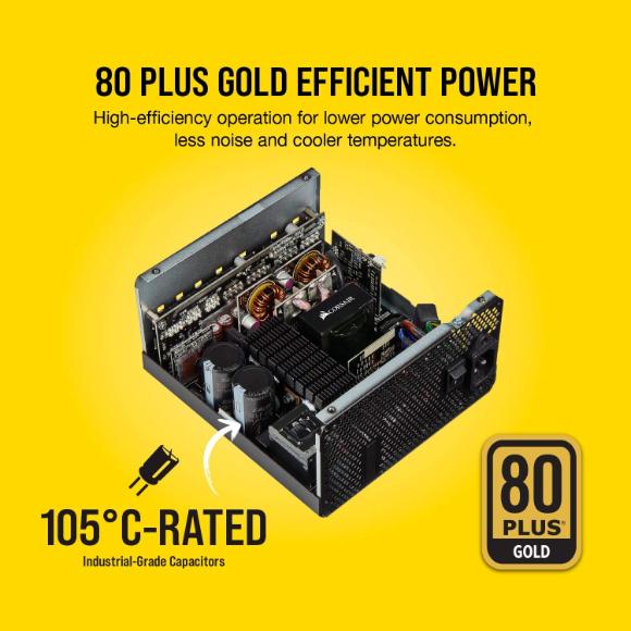 Corsair RM Series, RM750, 750 Watt, 80+ Gold Certified, Fully Modular Power Supply, Microsoft Modern Standby