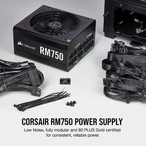 Corsair RM Series, RM750, 750 Watt, 80+ Gold Certified, Fully Modular Power Supply, Microsoft Modern Standby