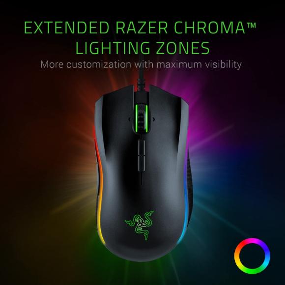 Razer Mamba Elite Wired Gaming Mouse: 16,000 DPI Optical Sensor - Chroma RGB Lighting - 9 Programmable Buttons - Mechanical Switches
