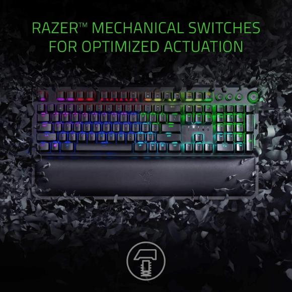 Razer BlackWidow Elite Mechanical Gaming Keyboard: Orange Mechanical Switches - Tactile & Silent - Chroma RGB Lighting - Magnetic Wrist Rest - Dedicated Media Keys & Dial - USB Passthrough
