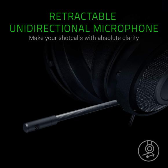 Razer Kraken Gaming Headset: Lightweight Aluminum Frame - Retractable Noise Isolating Microphone - For PC, PS4, PS5, Switch, Xbox One, Xbox Series X & S, Mobile - 3.5 mm Headphone Jack - Classic Black