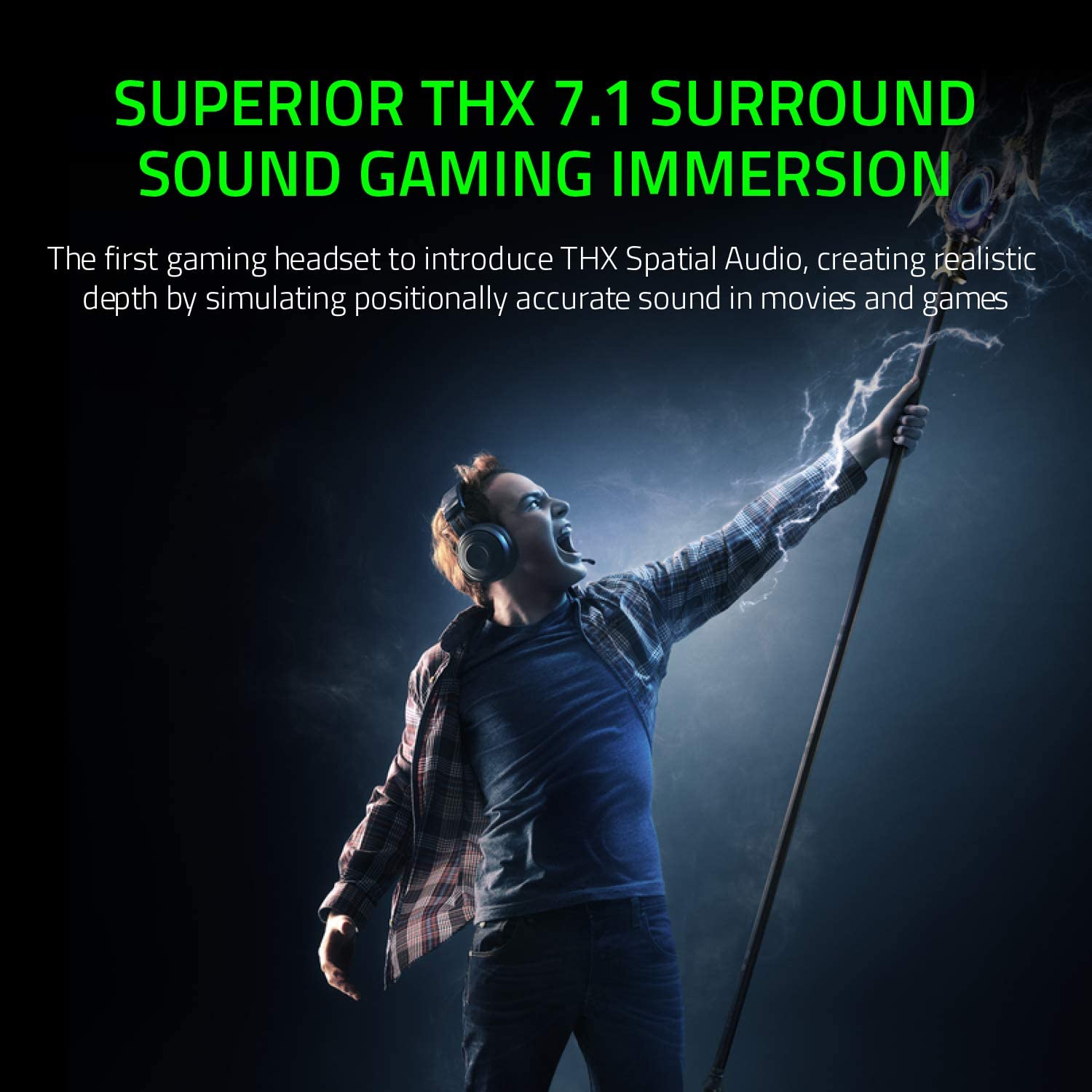 Razer Kraken Tournament Edition THX 7.1 Surround Sound Gaming Headset: Retractable Noise Cancelling Mic - USB DAC – Black