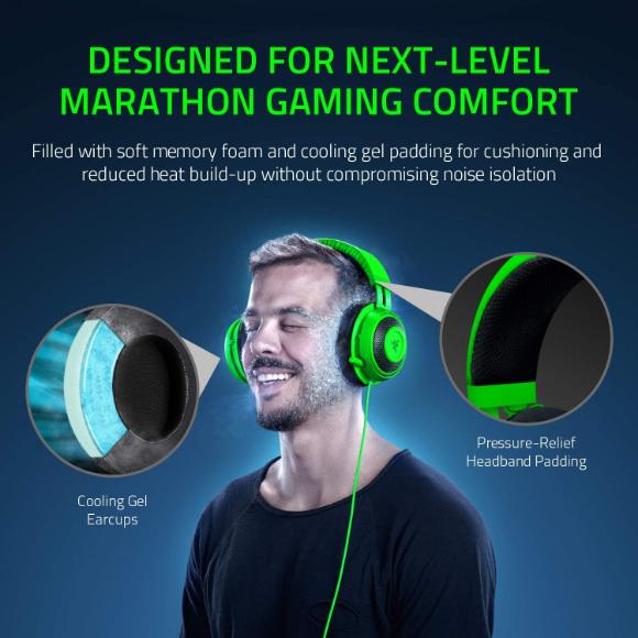 Razer Kraken Tournament Edition THX 7.1 Surround Sound Gaming Headset: Retractable Noise Cancelling Mic - USB DAC - For PC, PS4, PS5 Nintendo Switch, Xbox One, Xbox Series X, & S, Mobile – Green
