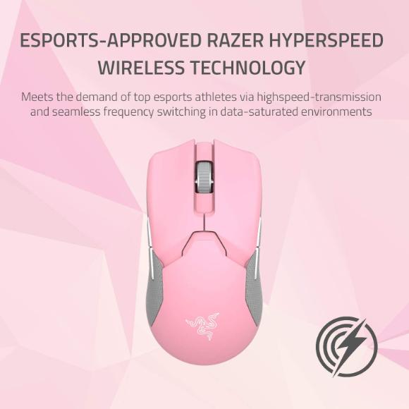 Razer Viper Ultimate Lightest Wireless Gaming Mouse & RGB Charging Dock: Hyperspeed Wireless Technology - 20K DPI Optical Sensor - 78g Lightweight - Optical Mouse Switch - 70 Hr Battery - Quartz Pink