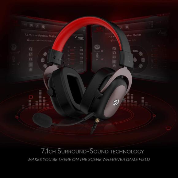 Redragon H510 Zeus Wired Gaming Headset - 7.1 Surround Sound - Memory Foam Ear Pads - 53MM Drivers - Detachable Microphone - Multi Platforms Headphone - Works with PC, PS4/3 & Xbox One/Series X, NS