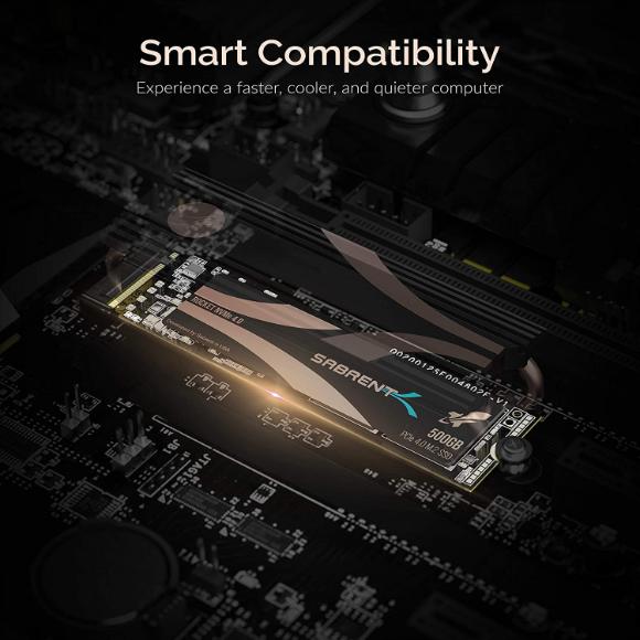 Sabrent 500GB Rocket Nvme PCIe 4.0 M.2 2280 Internal SSD Maximum Performance Solid State Drive (SB-ROCKET-NVMe4-500)
