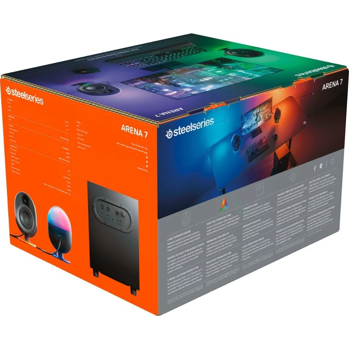 SteelSeries Arena 7 Bluetooth Gaming Speakers with RGB Lighting – Black (61542)