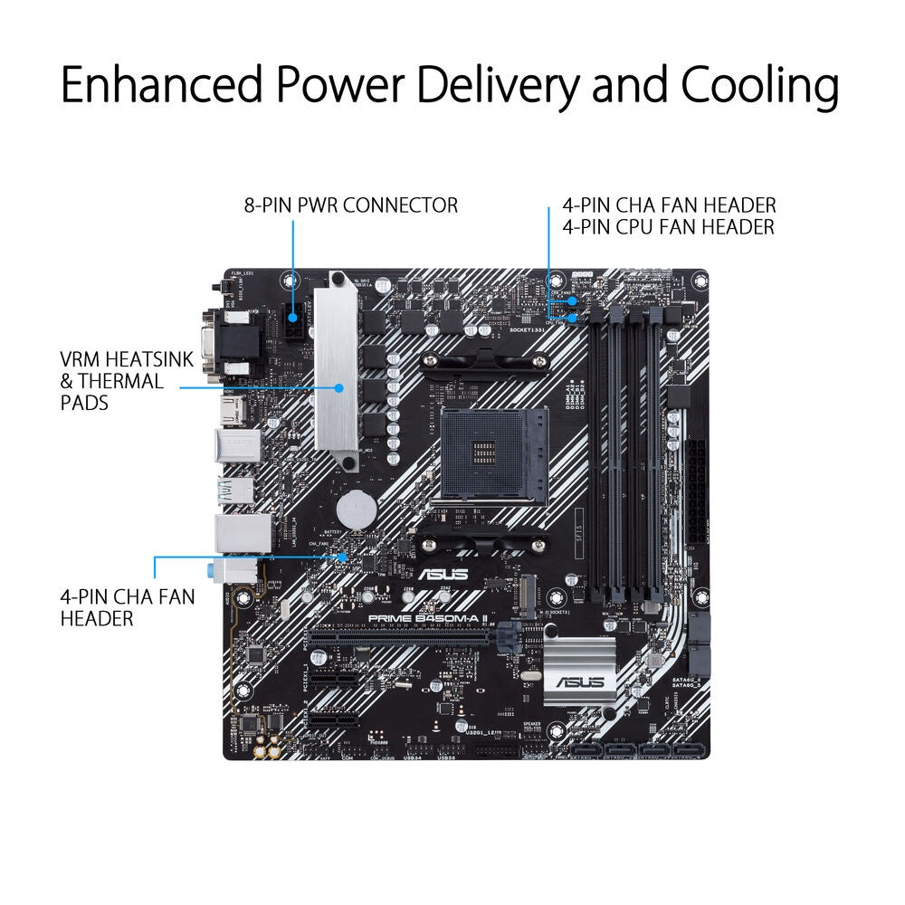 ASUS Prime B450M-A II AMD AM4 mATX Gaming Motherboard