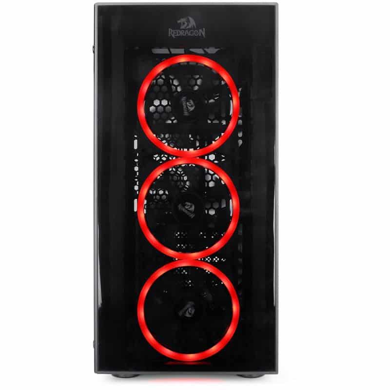 Redragon Thundercracker 3 x RGB LED Tempered Glass Side/Front ATX Gaming Chassis Black - GC-605
