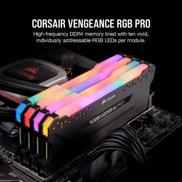 Corsair Vengeance RGB PRO 16GB (2x8GB) DDR4 3000MHz C15 LED Desktop Memory - Black, Model:CMW16GX4M2C3000C15