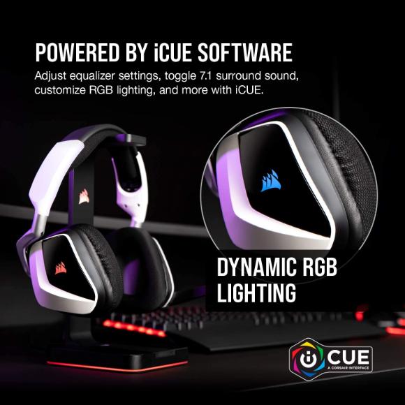 Corsair VOID RGB Elite Wireless Premium (White) Gaming Headset with 7.1 Surround Sound - Discord Certified - Works with PC, PS5 and PS4 - (CA-9011202-NA)
