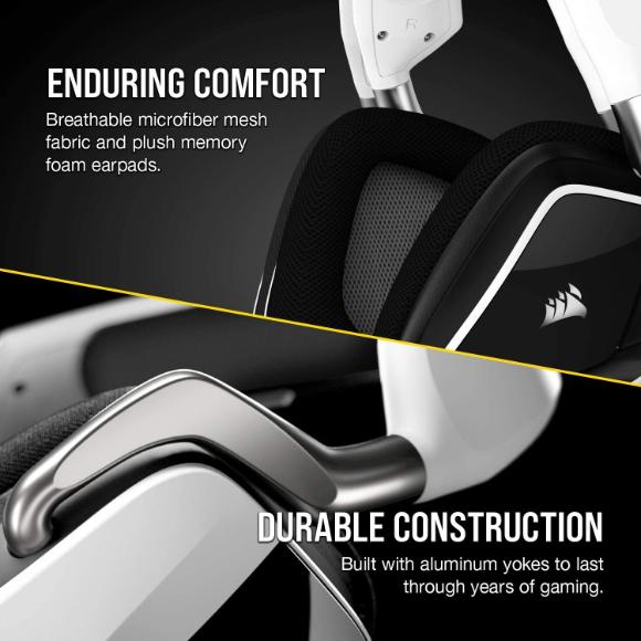Corsair VOID RGB Elite Wireless Premium (White) Gaming Headset with 7.1 Surround Sound - Discord Certified - Works with PC, PS5 and PS4 - (CA-9011202-NA)