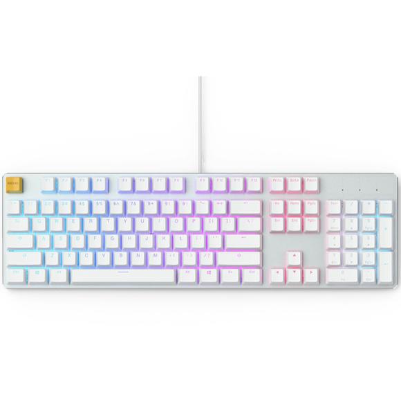 Glorious GMMK White Ice Edition RGB Modular Mechanical Gaming Keyboard - Full Size, GLO-GMMK-FS-BRN-W