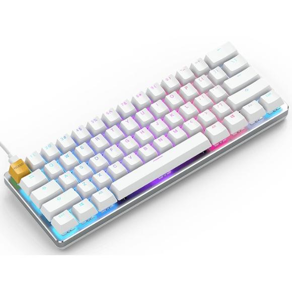 Glorious GMMK Modular Mechanical Keyboard - Compact, White Ice Edition, GLO-GMMK-COM-BRN-W