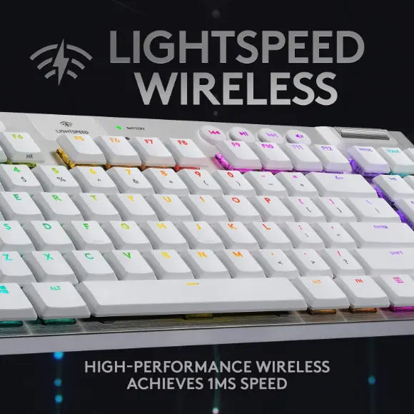 Logitech G915 TKL Tenkeyless LIGHTSPEED Wireless RGB Mechanical Gaming Keyboard - Tactile Switch (White)