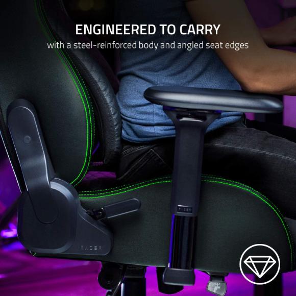 Razer Iskur Gaming-Chair: Ergonomic Lumber Support System - Multi-Layered Synthetic Leather - High-Density Foam Cushions - Engineered to Carry - Memory Foam Head Cushion