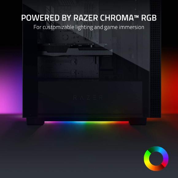 Razer Tomahawk ATX Mid-Tower Gaming Chassis: Dual-Sided Tempered Glass Swivel Doors, Ventilated Top Panel, Chroma RGB Underglow Lighting, Built-In Cable Management, Classic Black