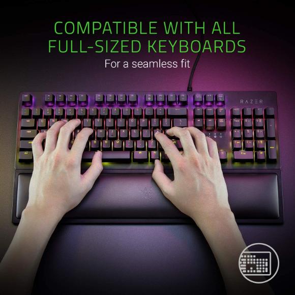 Razer Ergonomic Wrist Rest for Full-Sized Keyboards: Anti-Slip Rubber Base - Angled Incline - Classic Black