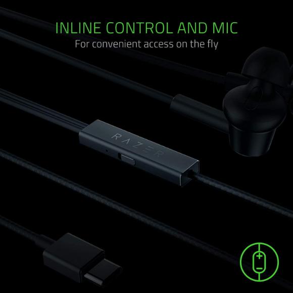 Razer Hammerhead USB-C Active Noise Cancellation (ANC) Earbuds: DAC - Custom-Tuned Dual-Driver Technology - in-Line Mic & Volume Control - Aluminum Frame - Braided Cable - Matte Black