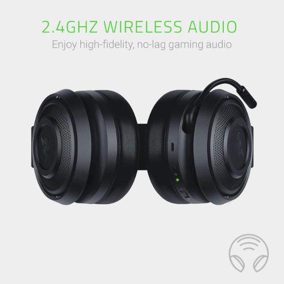 Razer Nari Essential Wireless 7.1 Surround Sound Gaming Headset: THX Spatial Audio - Auto-Adjust Headband & Swivel Cups - Auto-Adjust - Flip Mic - For PC, PS4, PS5 Only - Black