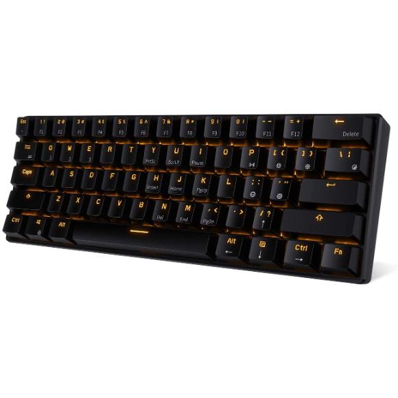 RK ROYAL KLUDGE RK61 Wireless 60% Mechanical Gaming Keyboard, Ultra-Compact Bluetooth Keyboard with Tactile Brown Switch - Black