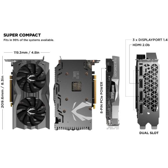 ZOTAC Gaming GeForce GTX 1660 Super AMP Edition 6GB GDDR6 192-bit Gaming Graphics Card, Super Compact, Ice Storm 2.0 Cooling, Wraparound Metal Back plate - Zt-T16620D-10M